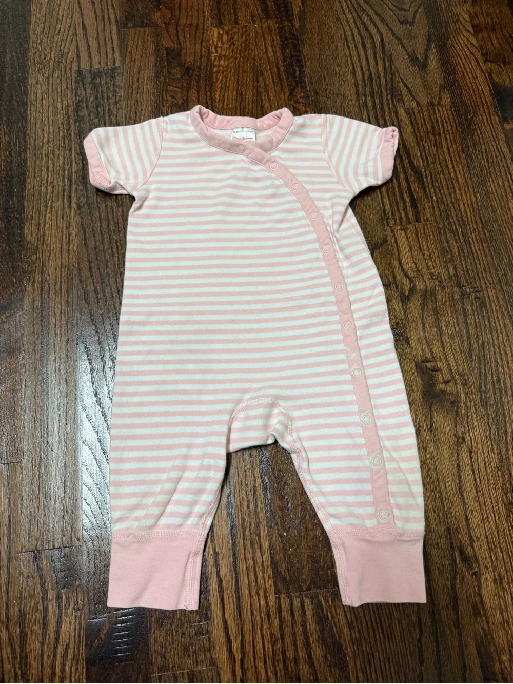 Girls Hanna Andersson Stretch Sleeper Pink White Stripes 12/18 Months